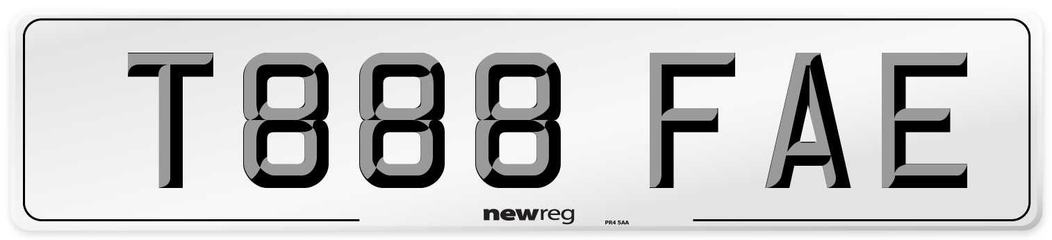 T888 FAE Number Plate from New Reg
